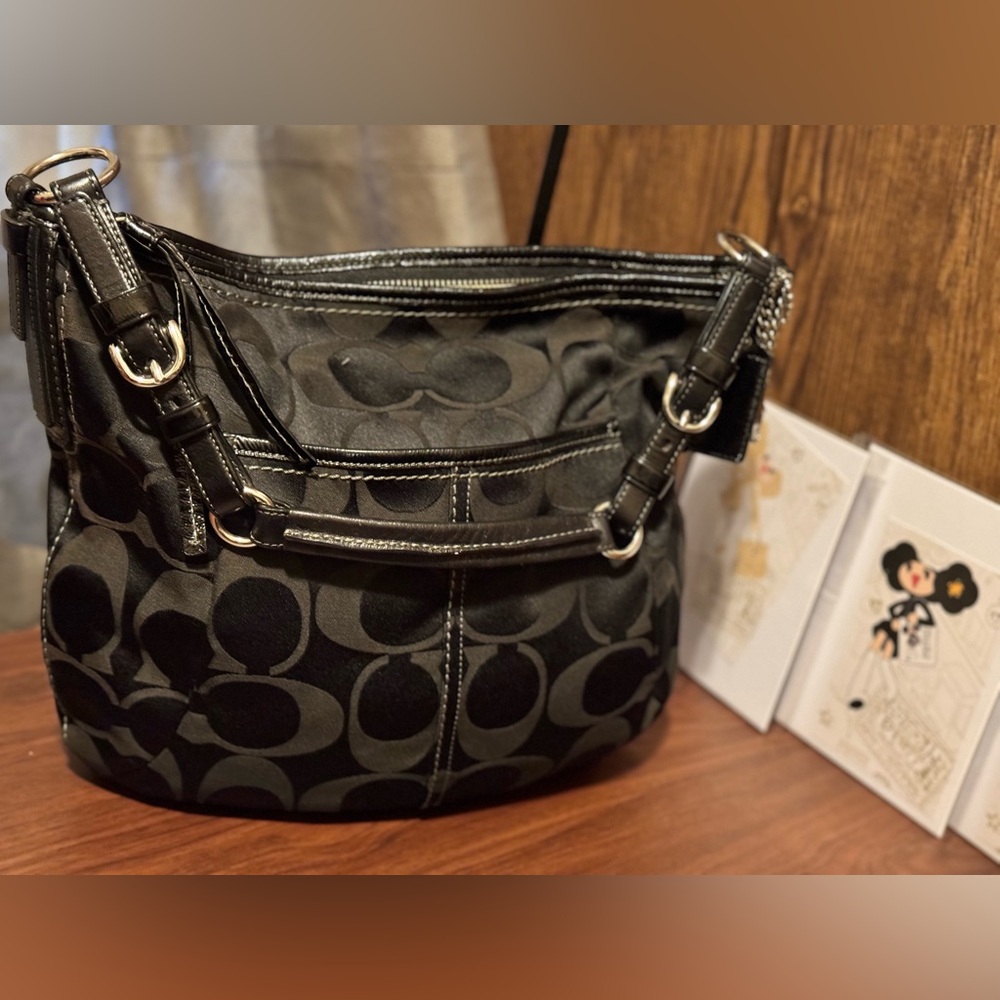 Coach Zoe Large Hobo (Signature Black) EUC - Picture 10 of 14